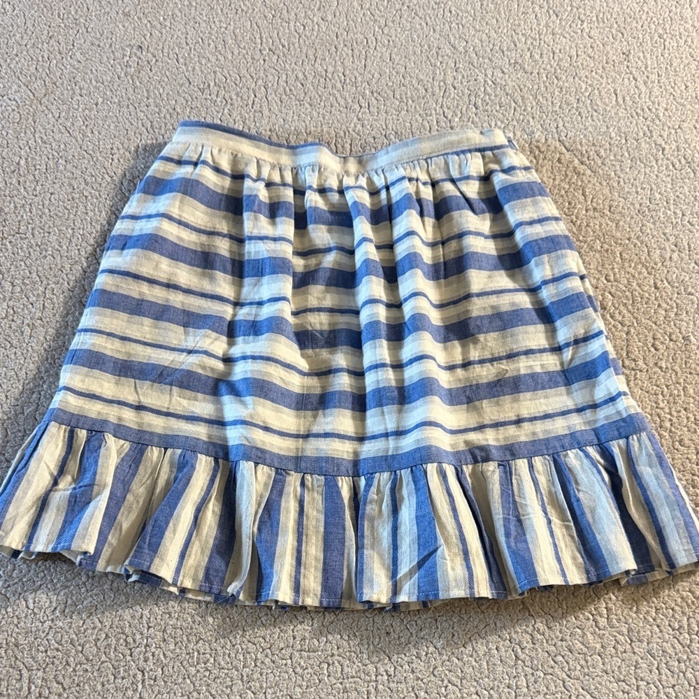 Comme Toi by Anthropologie Blue and Cream Striped 100% Cotton Skirt Medium